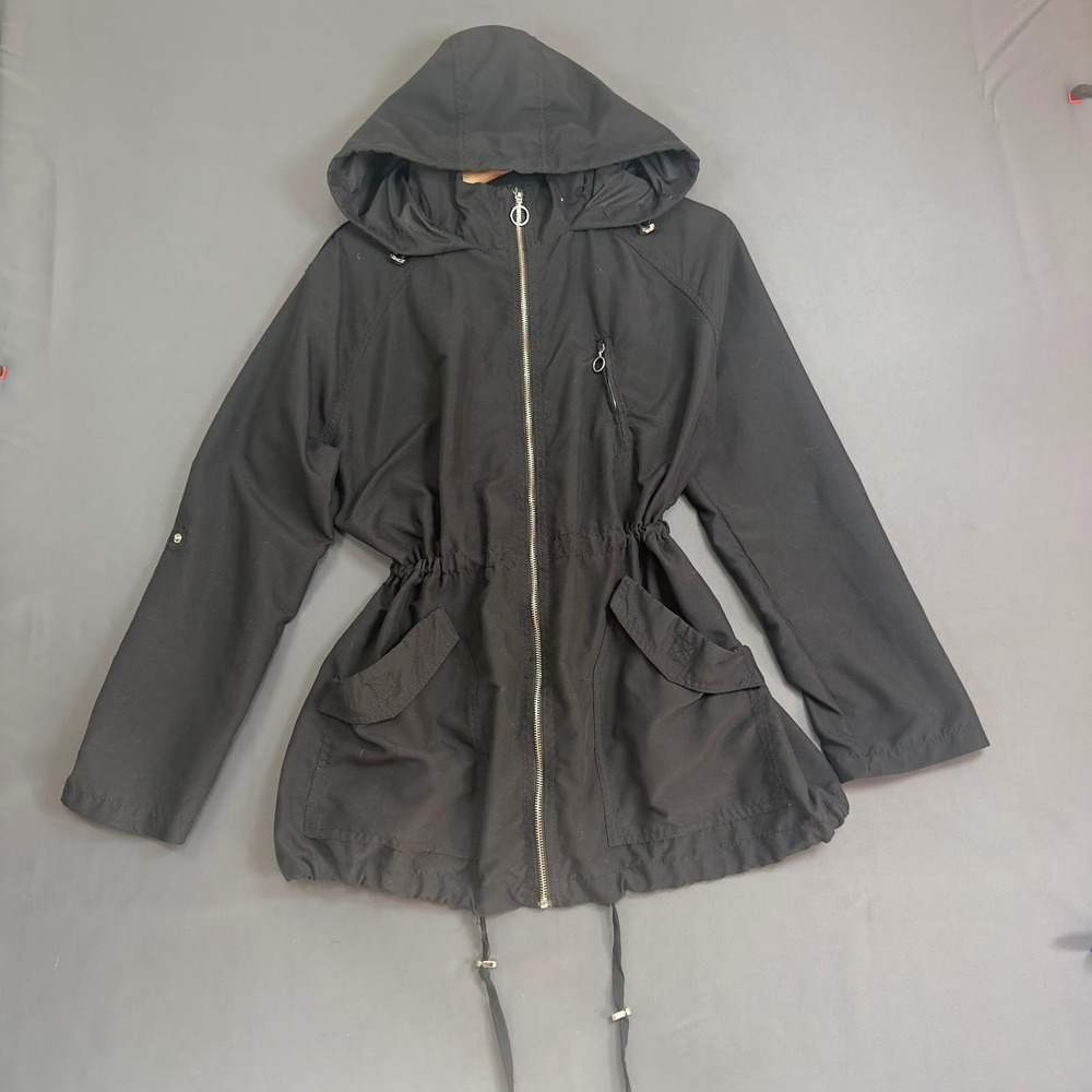 Streetwear Society Utility Anorak Jacket Black Hooded Cinch Waist Women's Medium